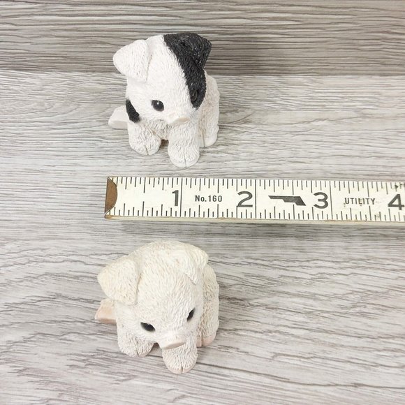 Vintage Animal Collection Pair of Pig Figurines Black and White Collectible Gift - Picture 10 of 11